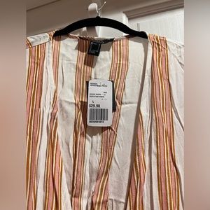 F21 Long Woven Dress in Ivory/Pink/Amber - (Large) Tag is still on